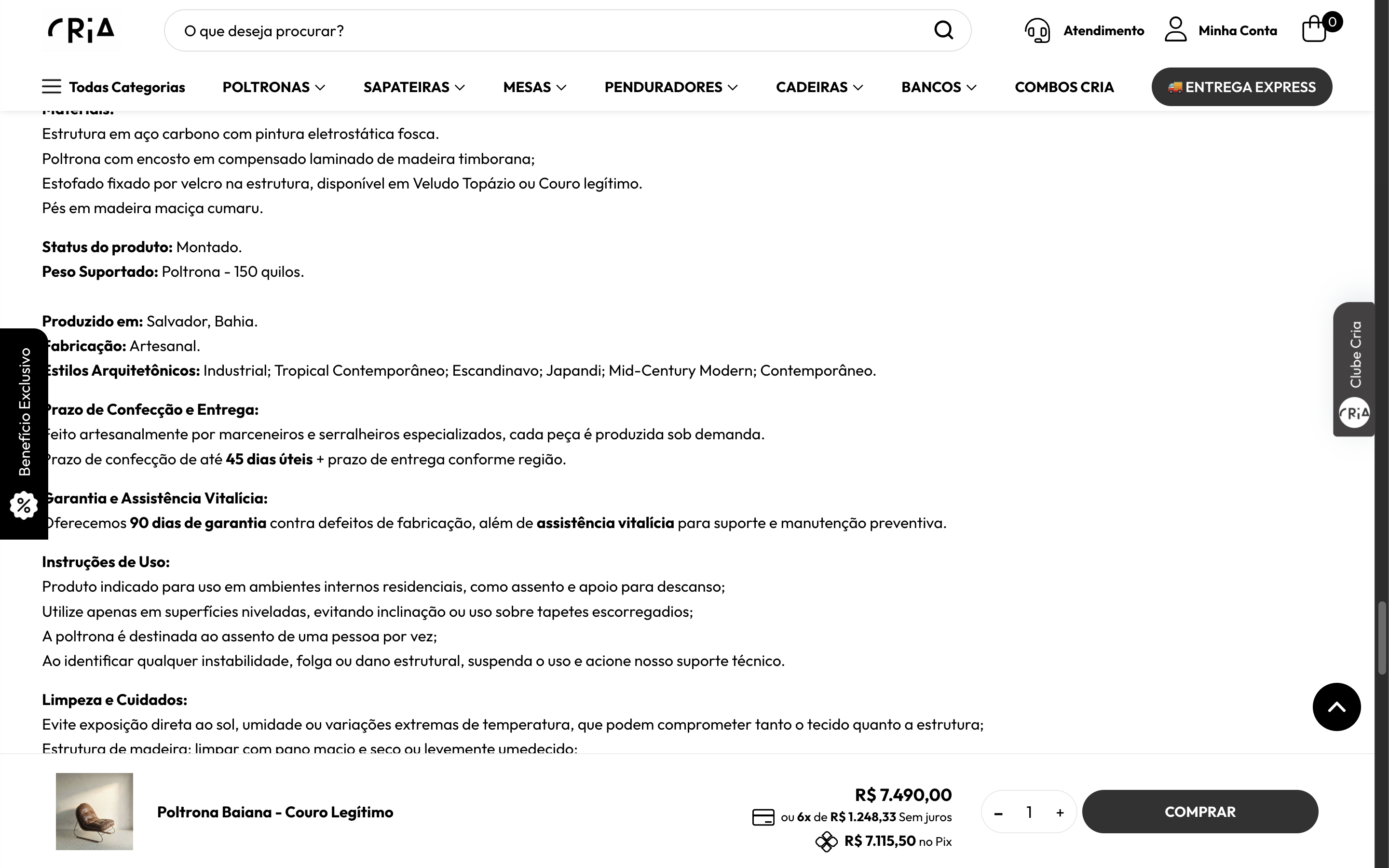 Prazo de confecção na descrição do produto