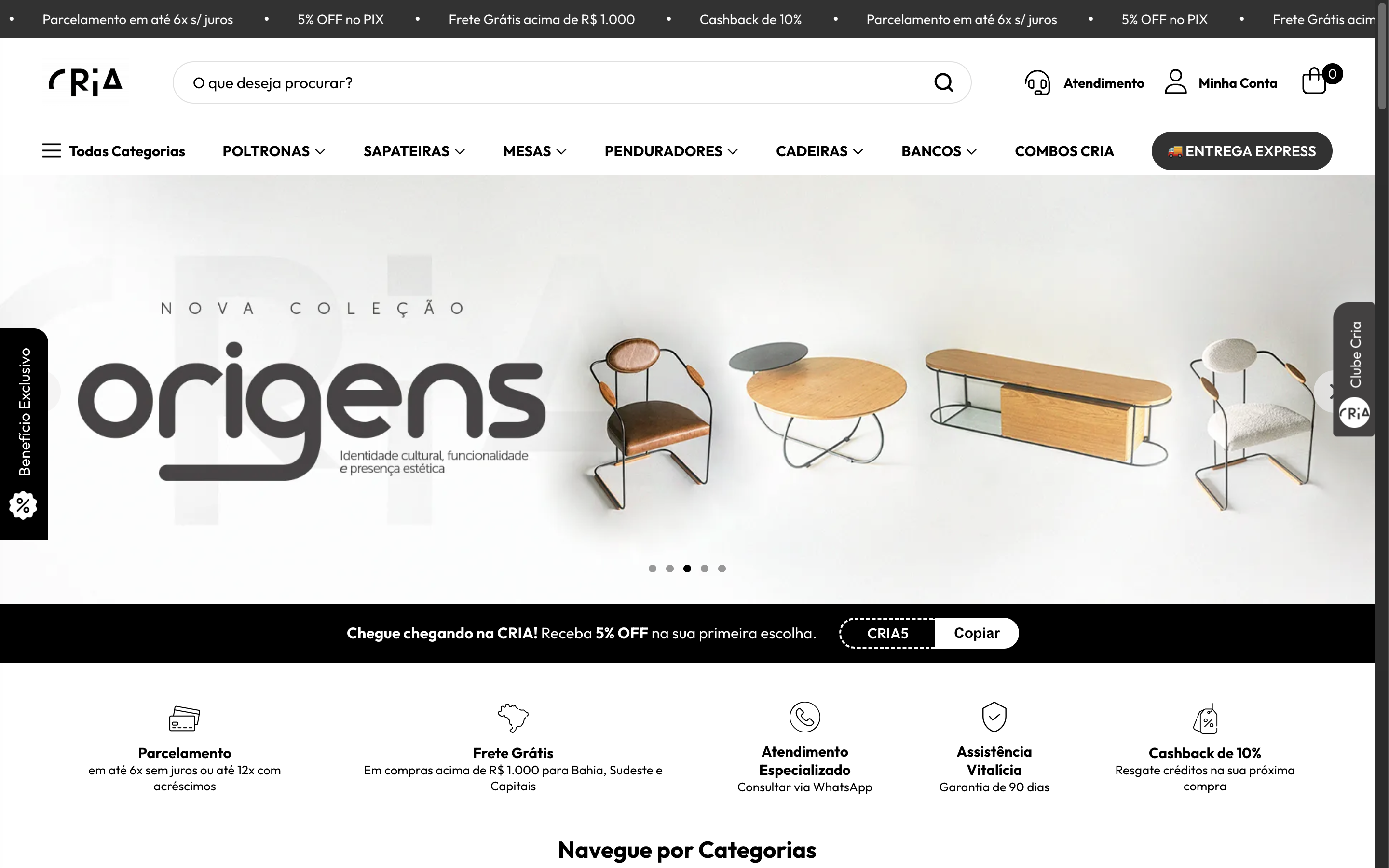 Popup de cupom de primeira compra do site